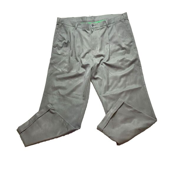 Grand Slam Pants Adult 42x30 Gray Pleated Straight Leg Trouser Casual Dress Mens - Picture 1 of 7